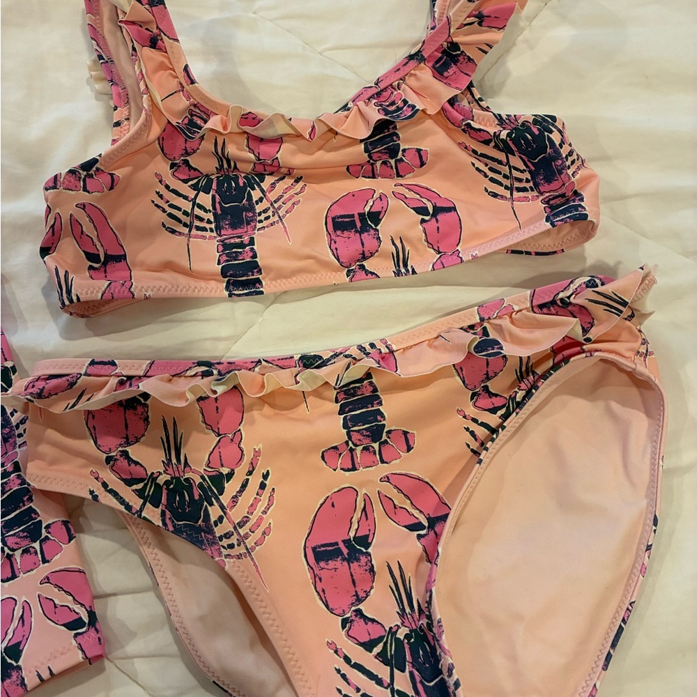 Vineyard Vines Pink and Blue Lobster Kids Bikini